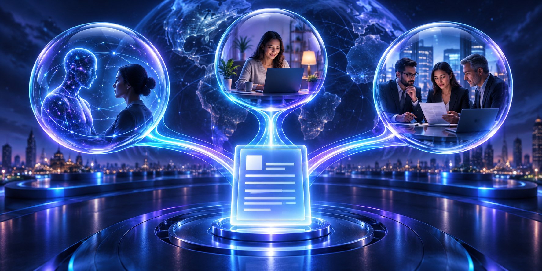 A human and AI collaboration connects HumanAPI, work-from-home opportunities and buyer requests.