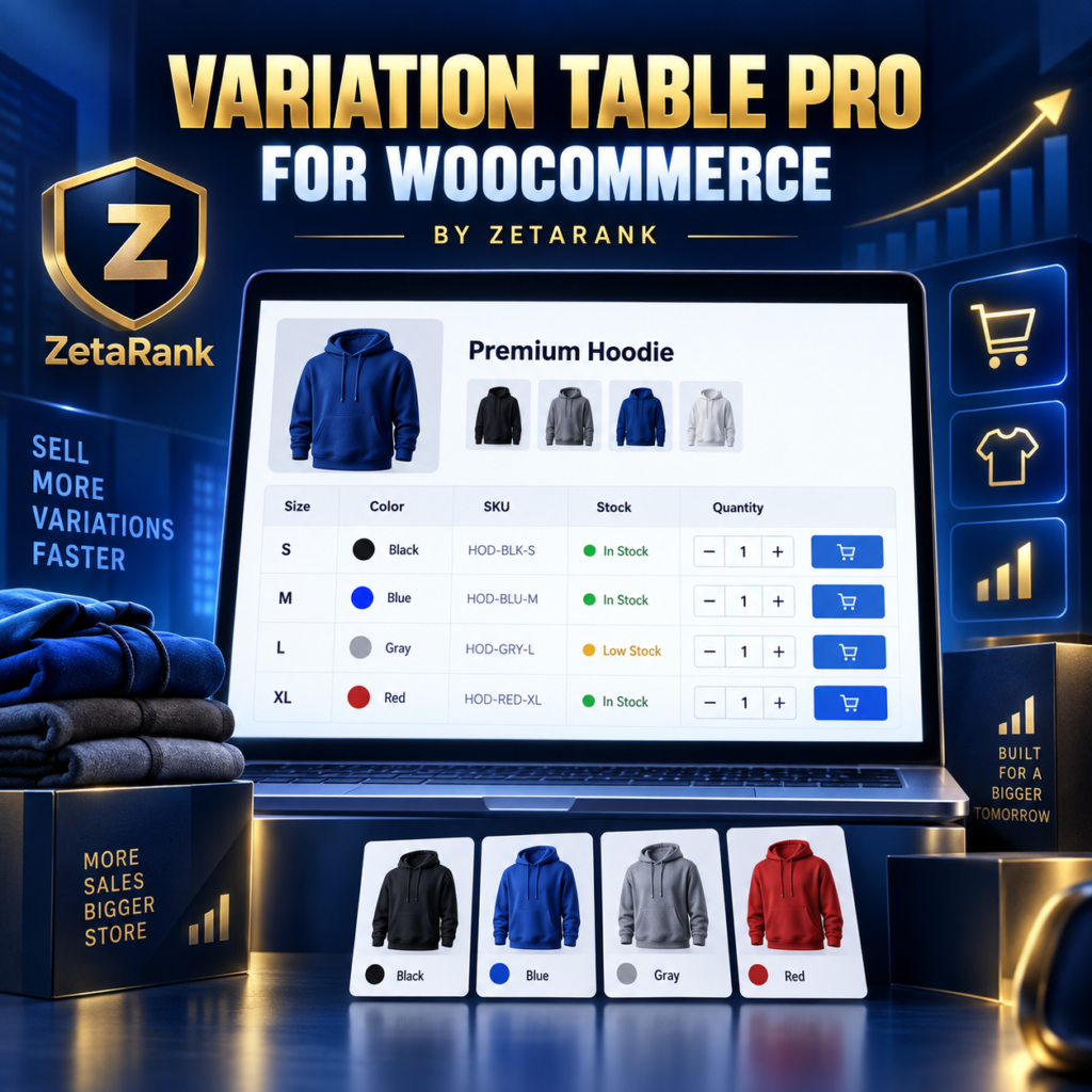 ZetaRank WooCommerce Variation Table Pro Plugin — WordPress & WooCommerce