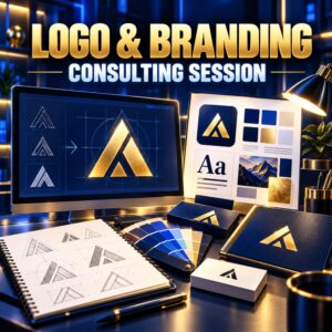 Logo and branding consulting with identity sketches and color swatches
