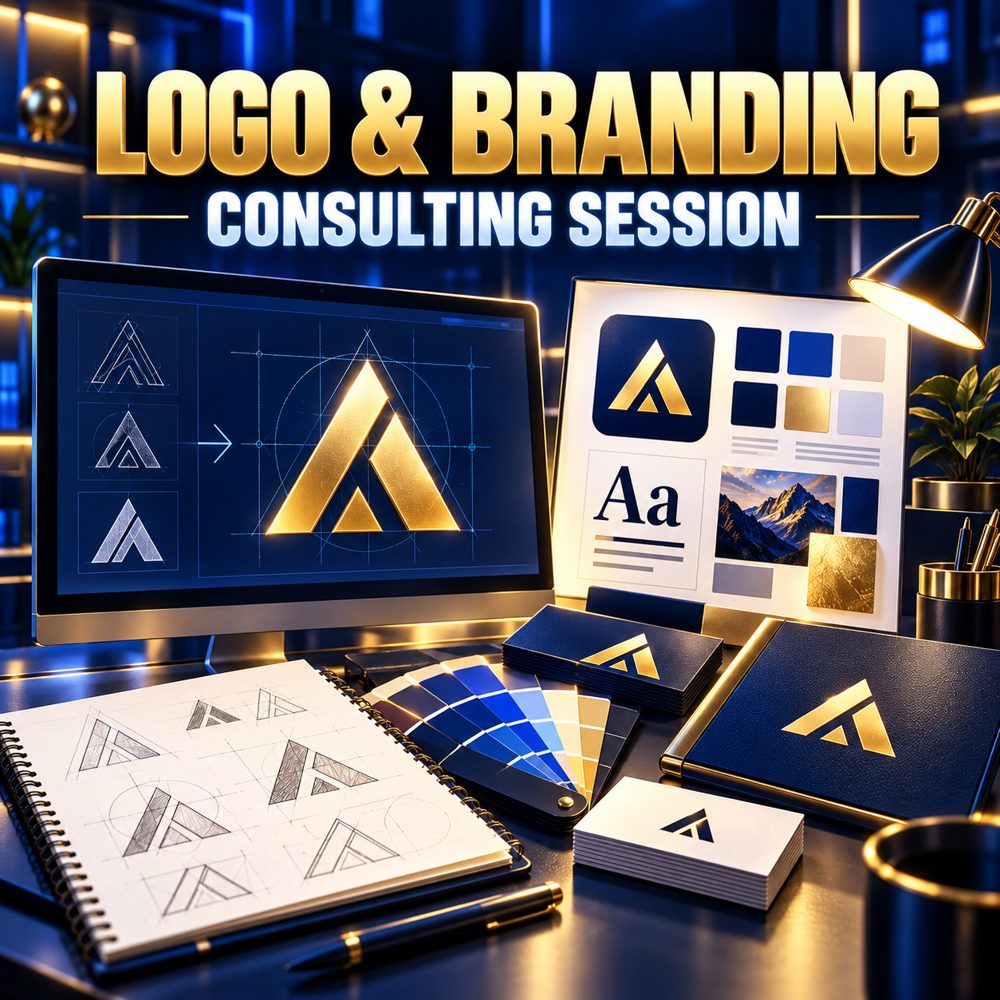 Logo and branding consulting with identity sketches and color swatches